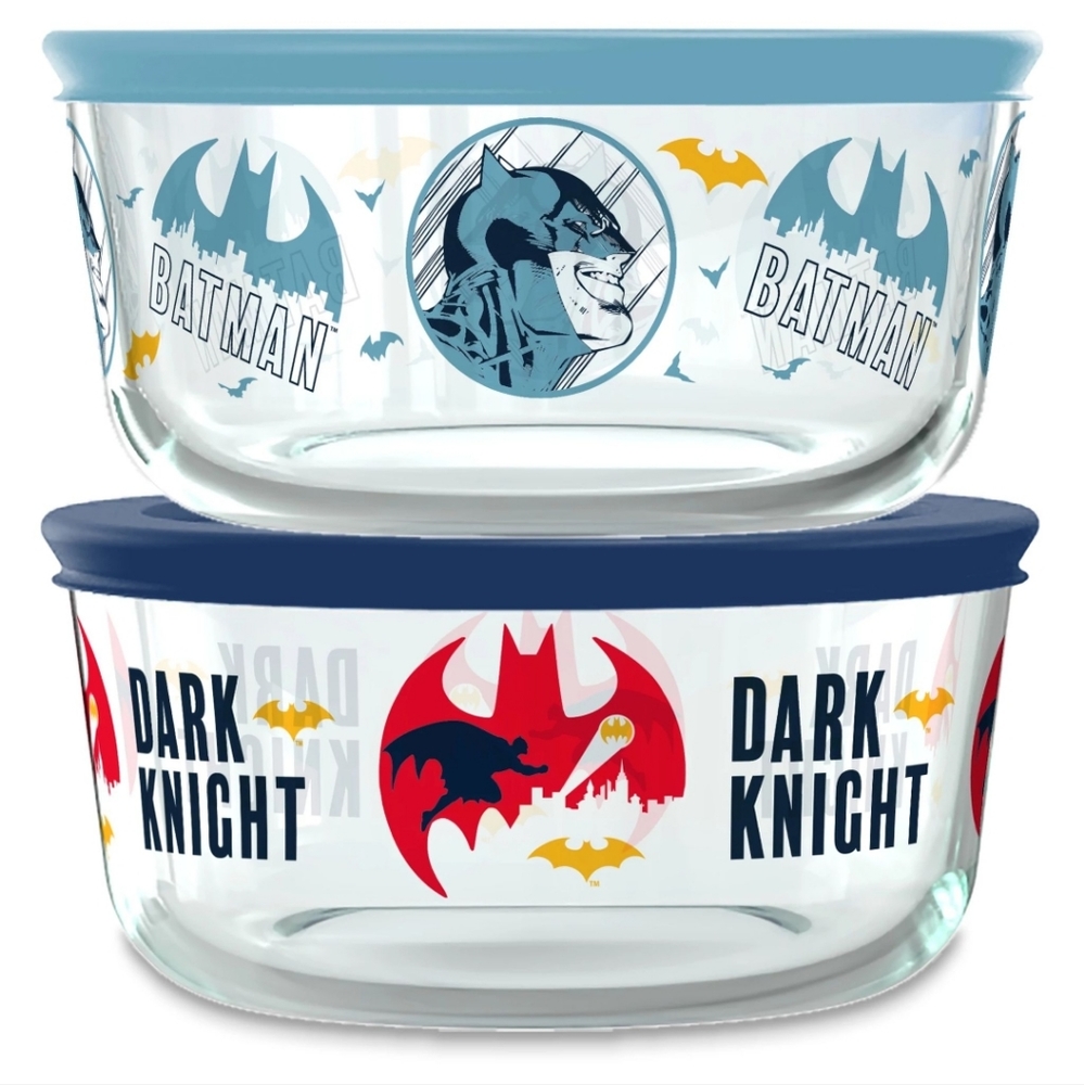 NWT Pyrex® Batman™ 4-piece 4 Cups Round Glass Storage Set